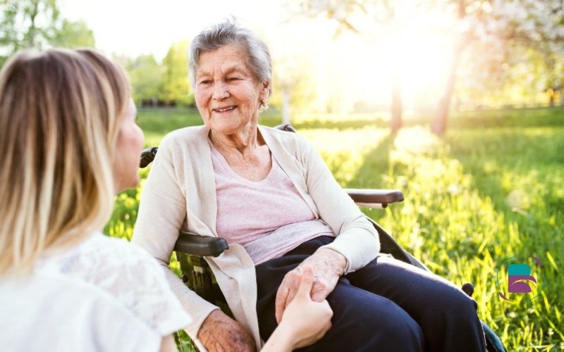 A senior living community with residents and shared spaces
