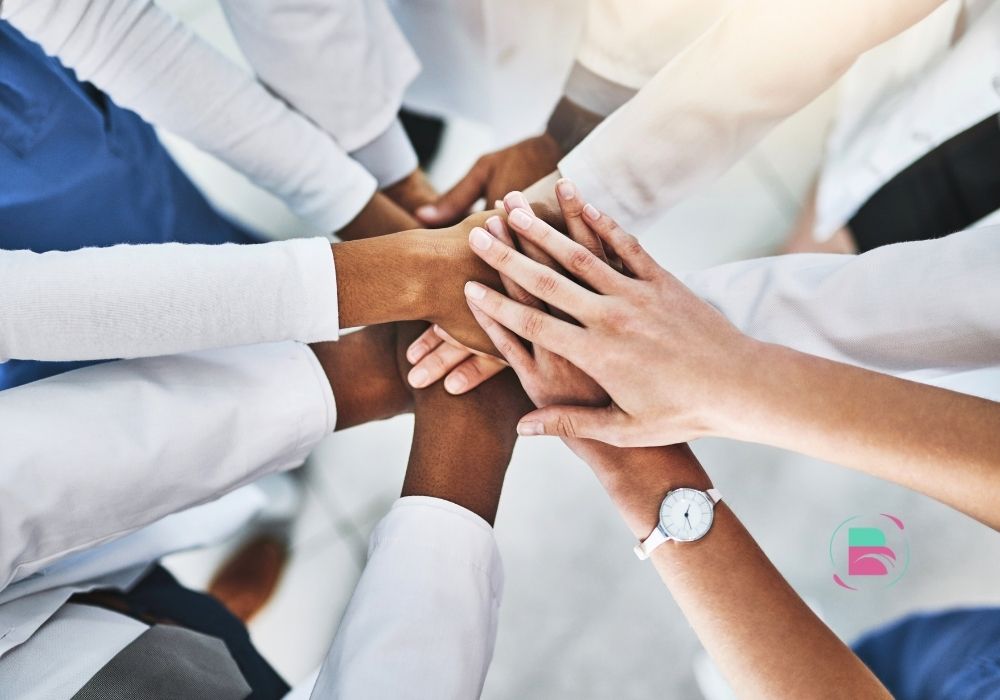 Senior care team helping families